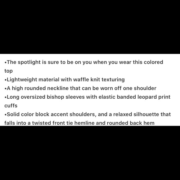 •XL Last One Leopard Sleeve Waffle Texture Top New - Picture 5 of 6